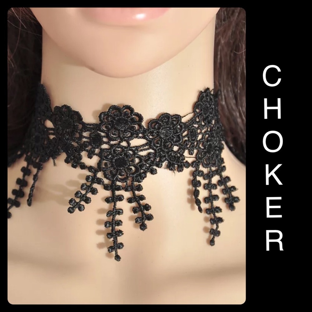 Black Lace Choker Collar Goth Punk Victorian